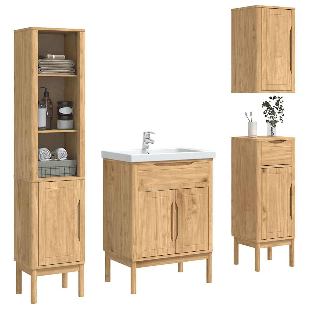 vidaXL Badezimmermöbel-Set FLORO 4 pcs Wachsbraun Massivholz Kiefer