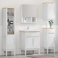 vidaXL Badezimmermöbel-Set mit Tür FLORO 4 pcs Weiß Massivholz Kiefer