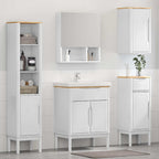 vidaXL Badezimmermöbel-Set mit Tür FLORO 4 pcs Weiß Massivholz Kiefer