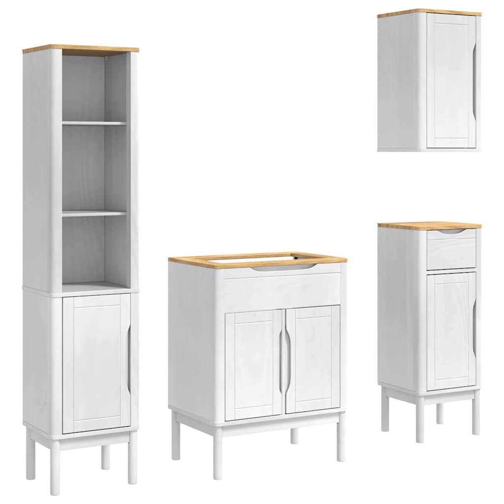 vidaXL Badezimmermöbel-Set mit Tür FLORO 4 pcs Weiß Massivholz Kiefer