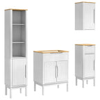vidaXL Badezimmermöbel-Set mit Tür FLORO 4 pcs Weiß Massivholz Kiefer