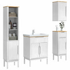 vidaXL Badezimmermöbel-Set mit Tür FLORO 4 pcs Weiß Massivholz Kiefer