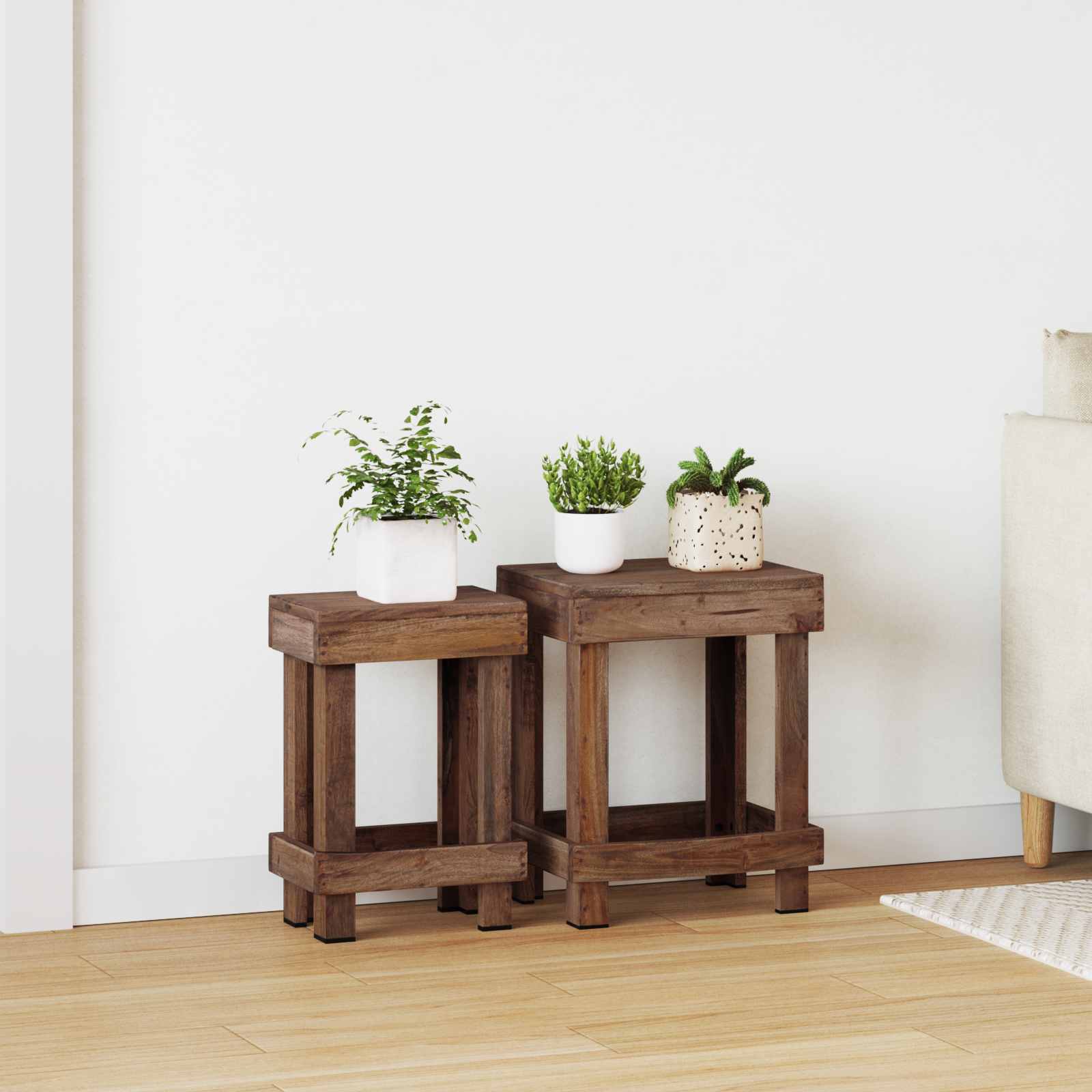 vidaXL Pflanzenständer 2 pcs Braun 70 x 11 x 27 cm Mahagoni Holz