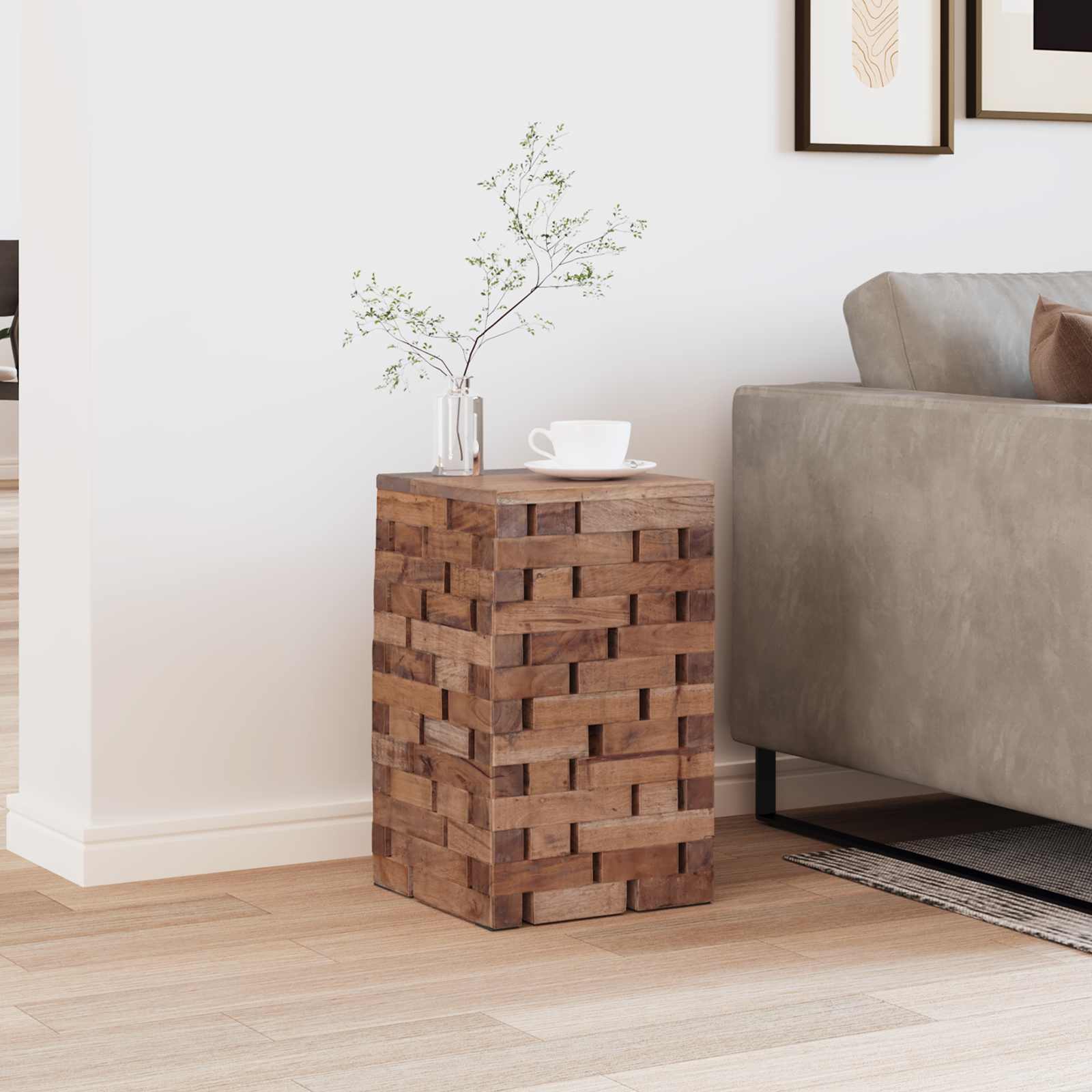 vidaXL Hocker Natur 29 x 29 x 48 cm Massivholz Altholz