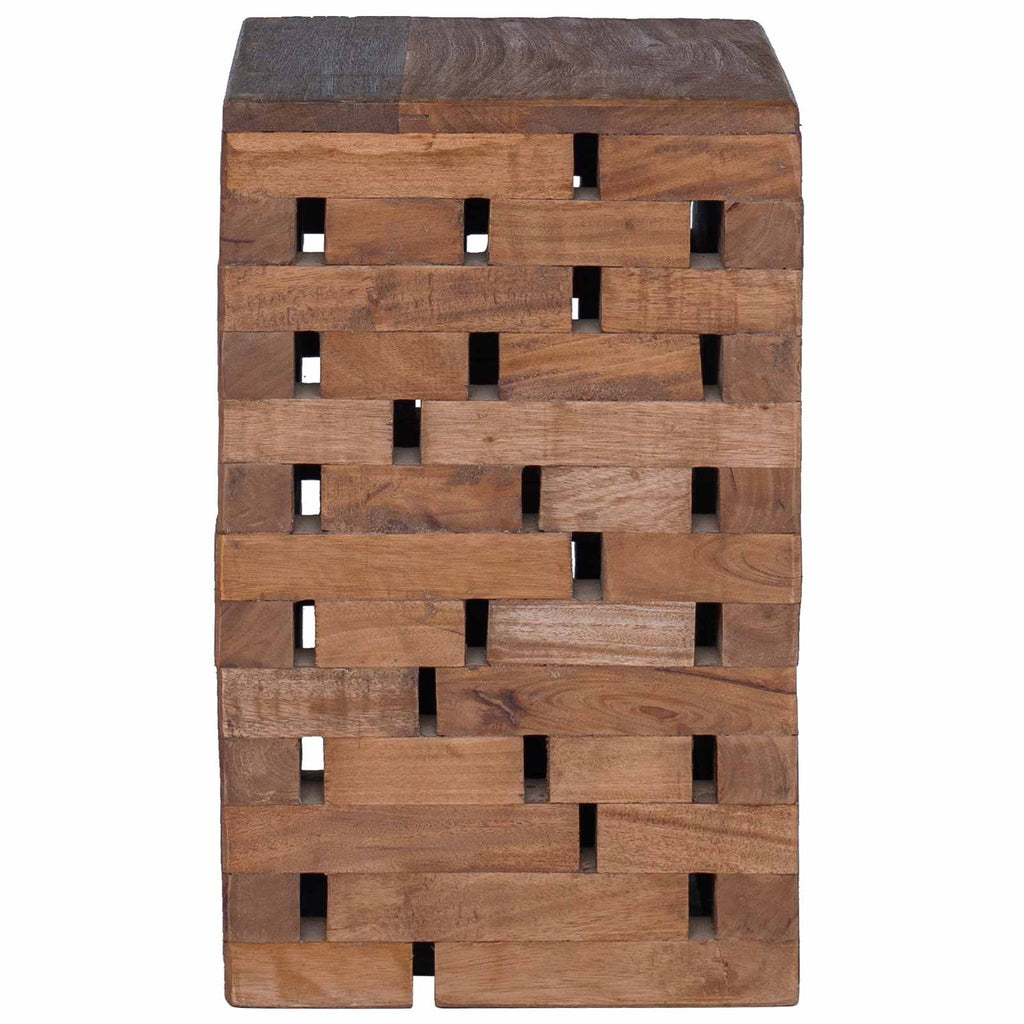 vidaXL Hocker Natur 29 x 29 x 48 cm Massivholz Altholz