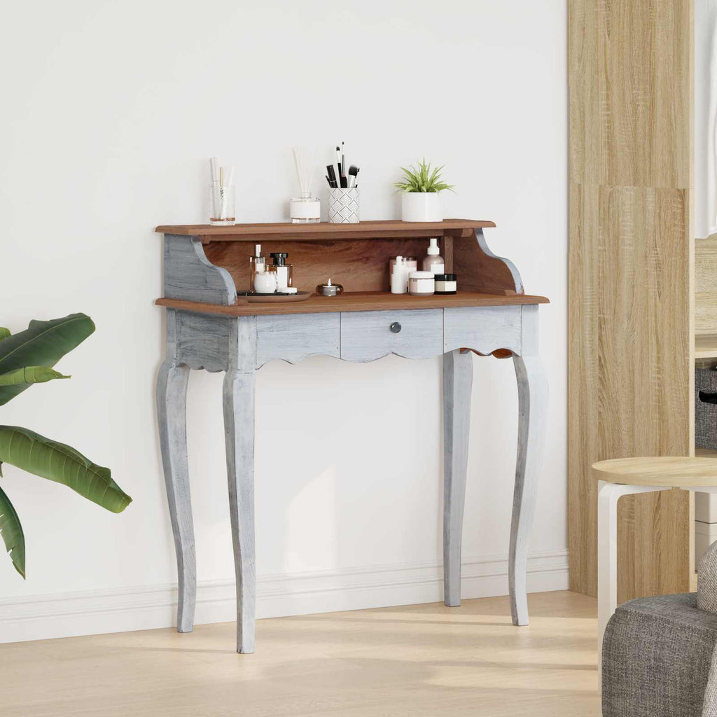 vidaXL Schreibtisch Braun und Weiß 80 x 40 x 92 cm Massivholz Mahagoni