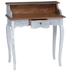 vidaXL Schreibtisch Braun und Weiß 80 x 40 x 92 cm Massivholz Mahagoni
