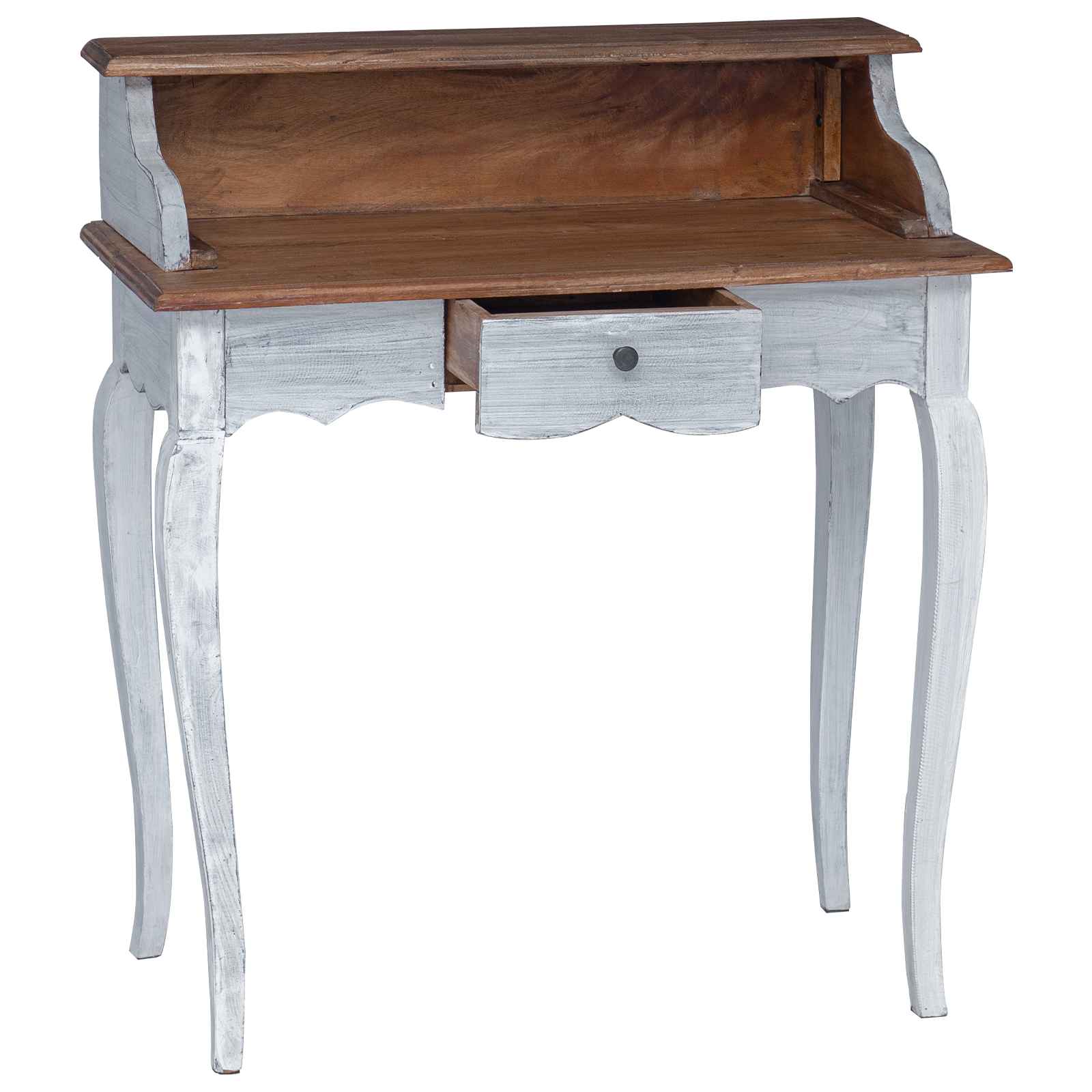 vidaXL Schreibtisch Braun und Weiß 80 x 40 x 92 cm Massivholz Mahagoni