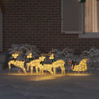 vidaXL LED Rentiere 5 pcs Gold Stoff