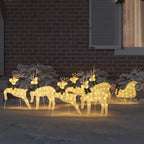 vidaXL LED Rentiere 7 pcs Gold Stoff