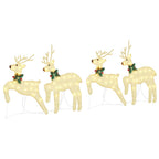 vidaXL LED Rentiere 4 pcs Gold Stoff