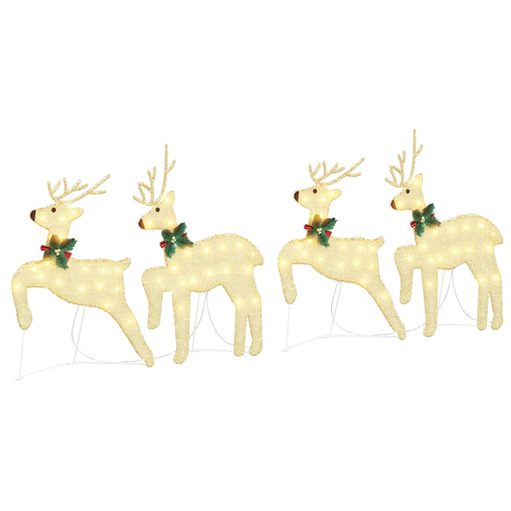 vidaXL LED Rentiere 4 pcs Gold Stoff
