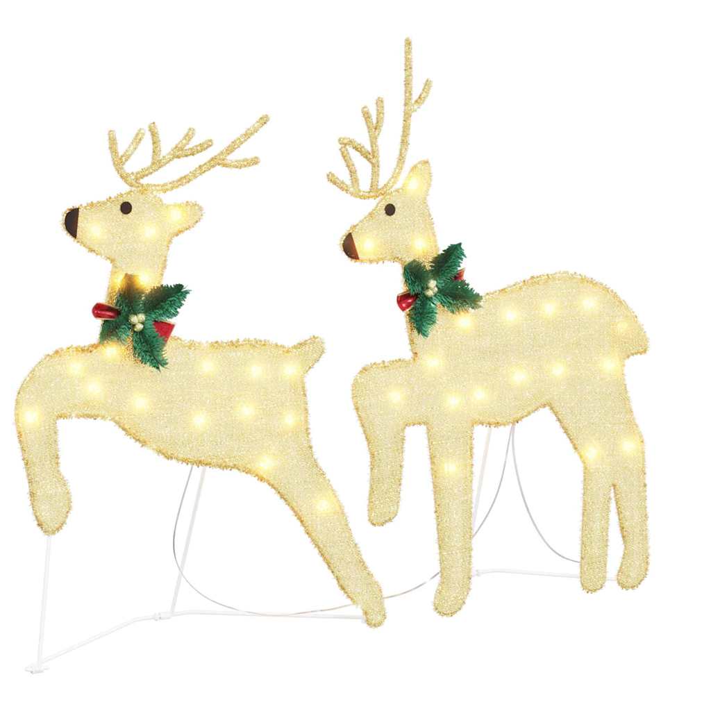 vidaXL LED Rentiere 4 pcs Gold Stoff