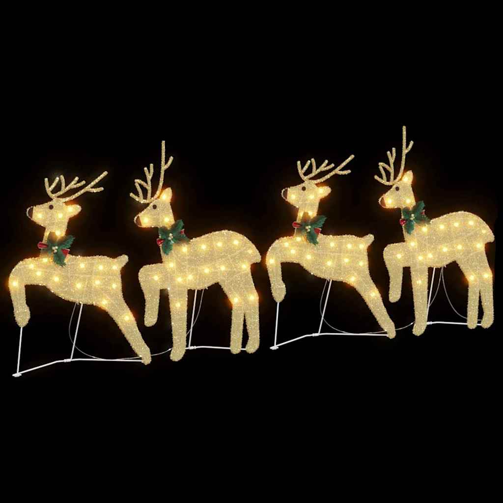 vidaXL LED Rentiere 4 pcs Gold Stoff