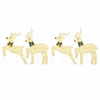 vidaXL LED Rentiere 4 pcs Gold Stoff