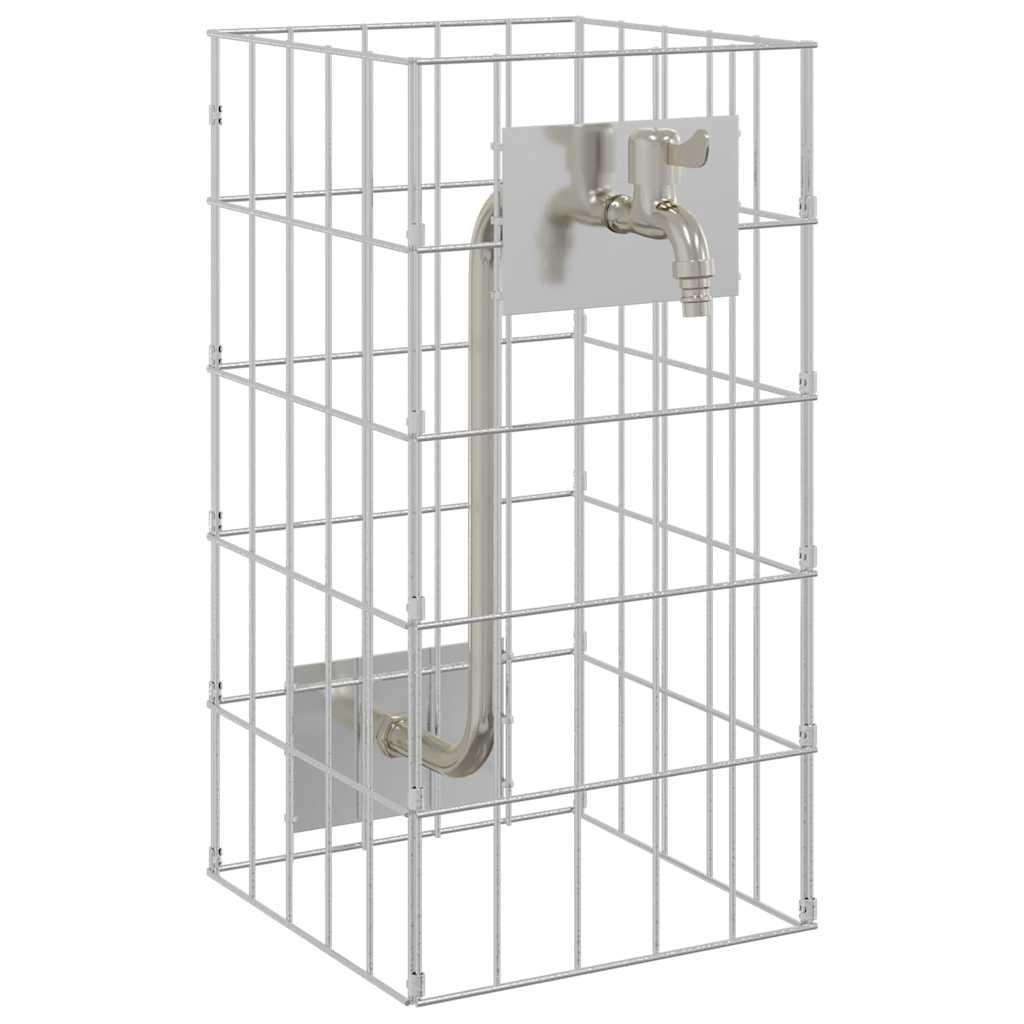 vidaXL Gabionen Wasserhahn Silber 26 x 25 x 50 cm Edelstahl