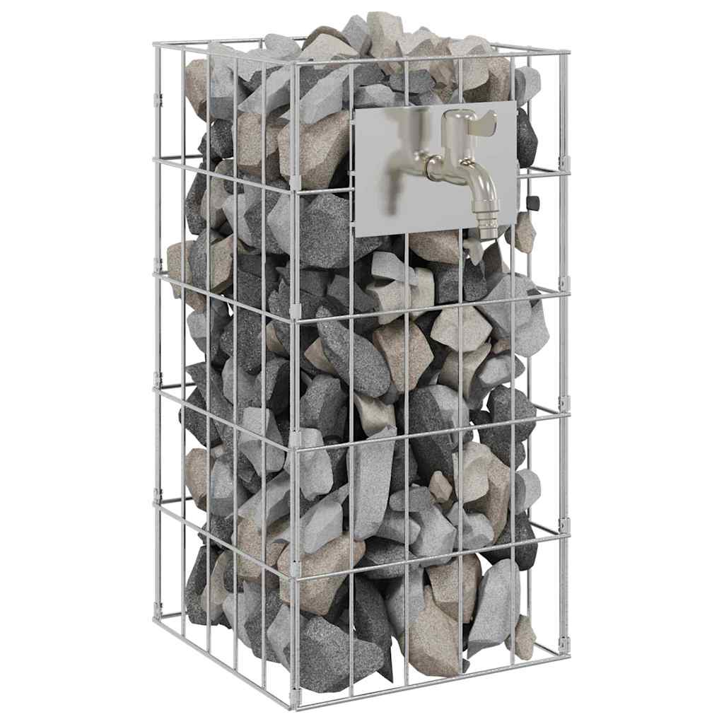 vidaXL Gabionen Wasserhahn Silber 26 x 25 x 50 cm Edelstahl