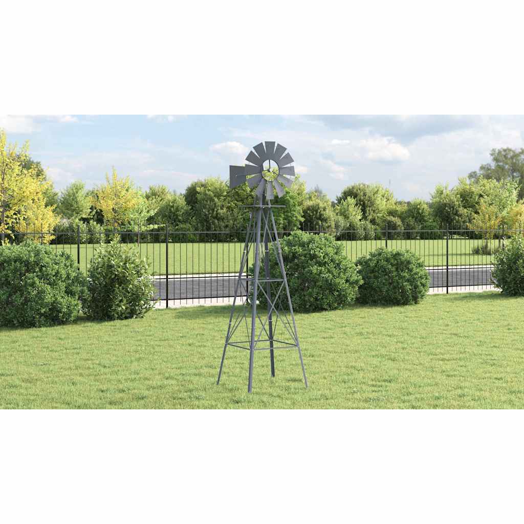 vidaXL Windmühle Grau 84 x 68 x 245 cm Eisen