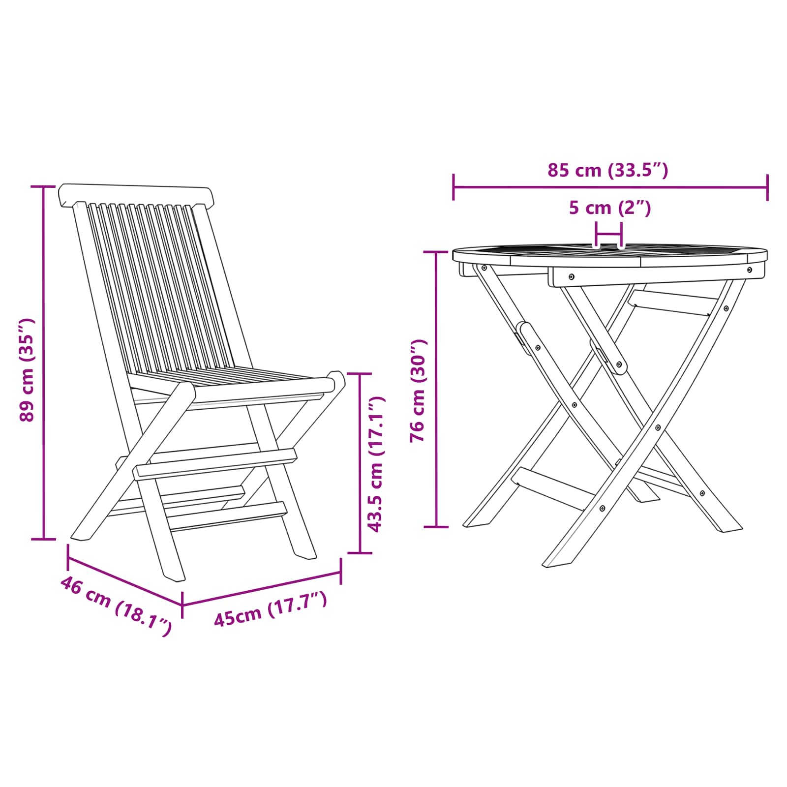 vidaXL Garten Essgruppe 3 pcs Braun Massivholz Akazie