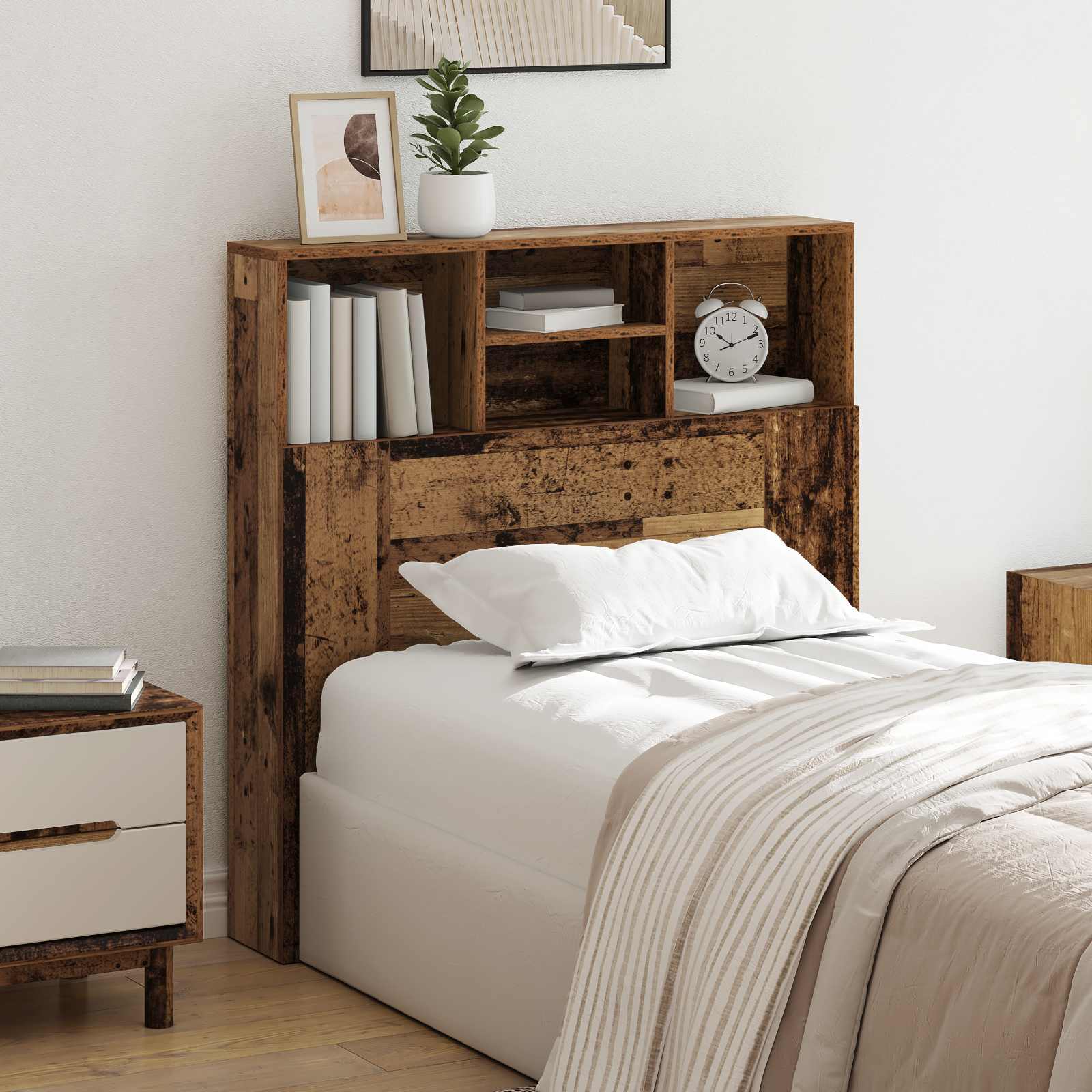 vidaXL Kopfteil Schrank Altholz 100 x 19 x 103,5 cm Holzwerkstoff