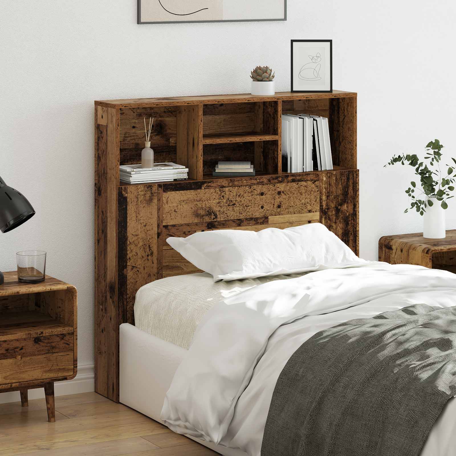 vidaXL Kopfteil Schrank Altholz 100 x 19 x 103,5 cm Holzwerkstoff