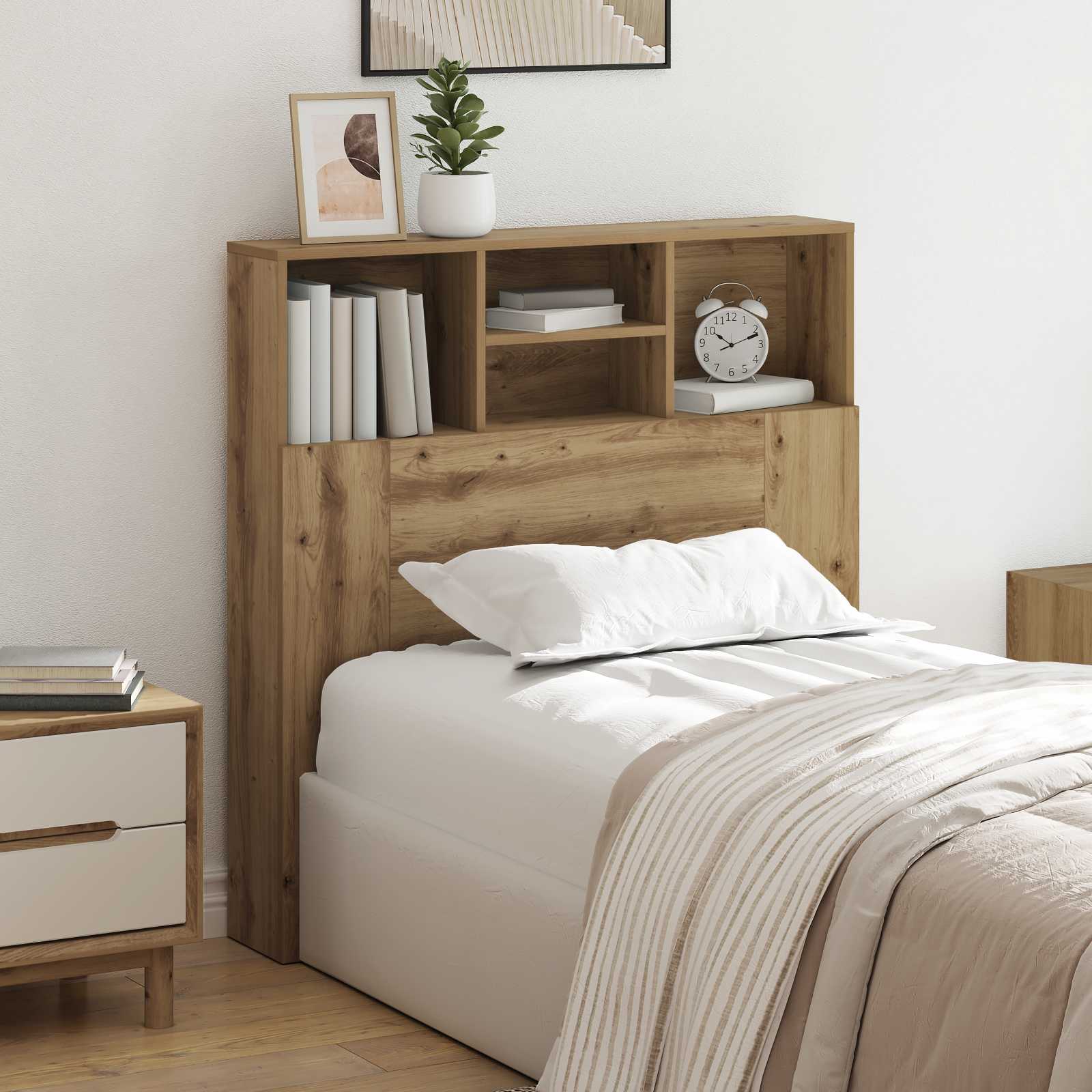 vidaXL Kopfteil Schrank mit Regal Artisan-Eiche 100 x 19 x 103,5 cm