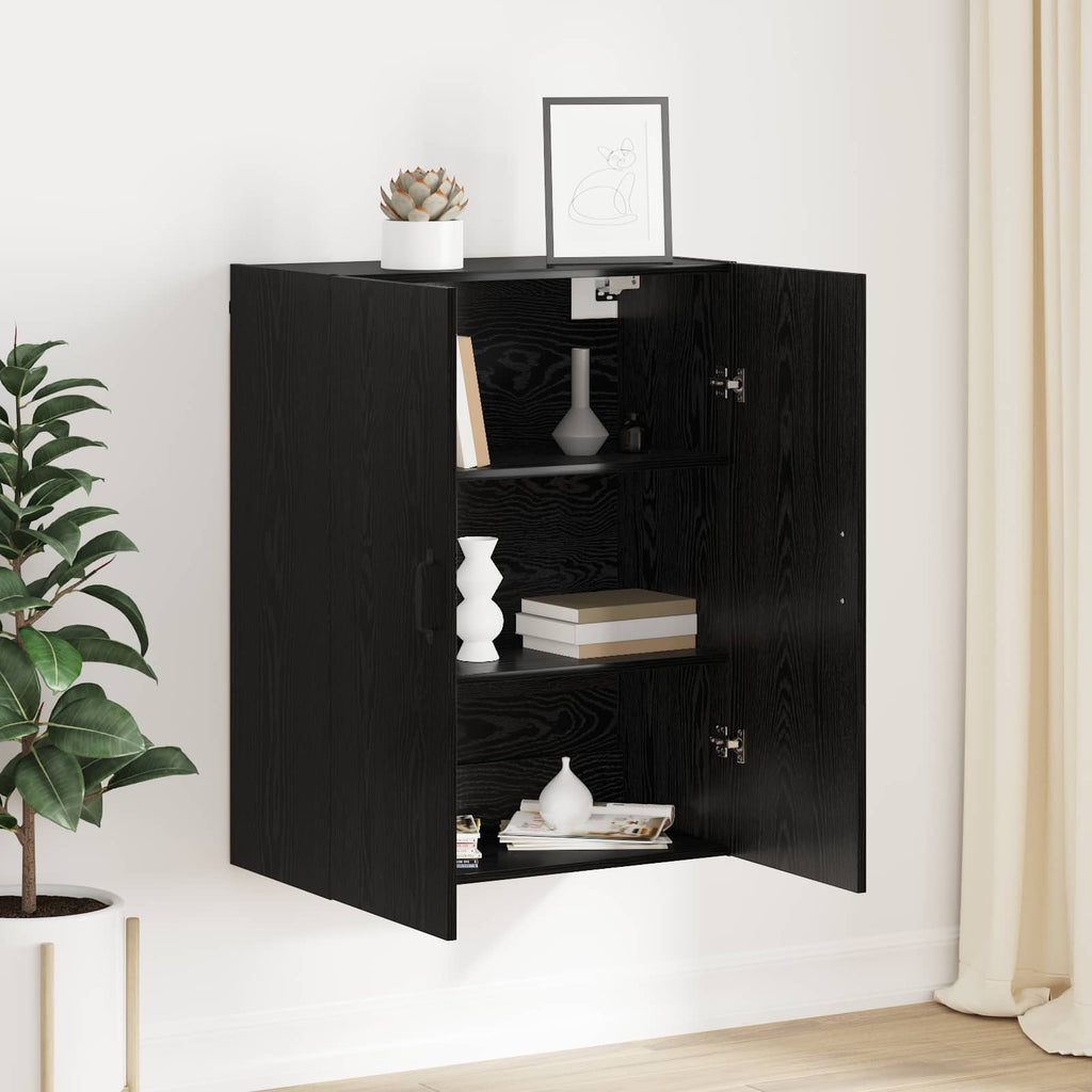 vidaXL Wandschrank Wandmontiert Schwarz Eichen-Optik 69,5 x 34 x 90 cm