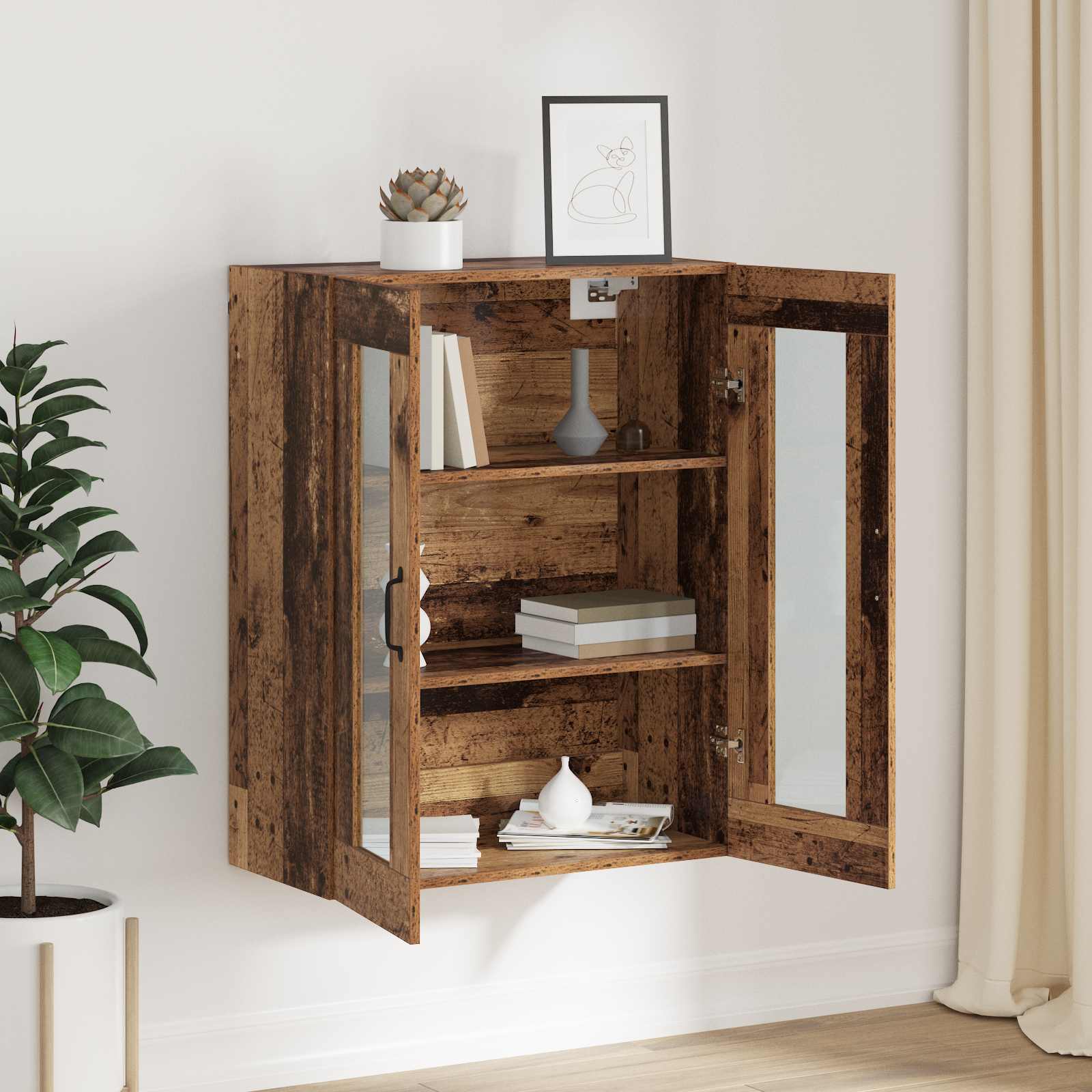 vidaXL Aufbewahrungsschrank Wandmontiert Altholz 69,5 x 34 x 90 cm