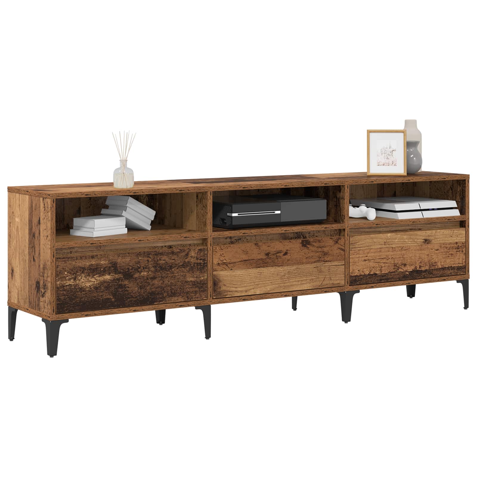 vidaXL TV-Schränk Altholz 150 x 30 x 45 cm Verbundholz und Eisen