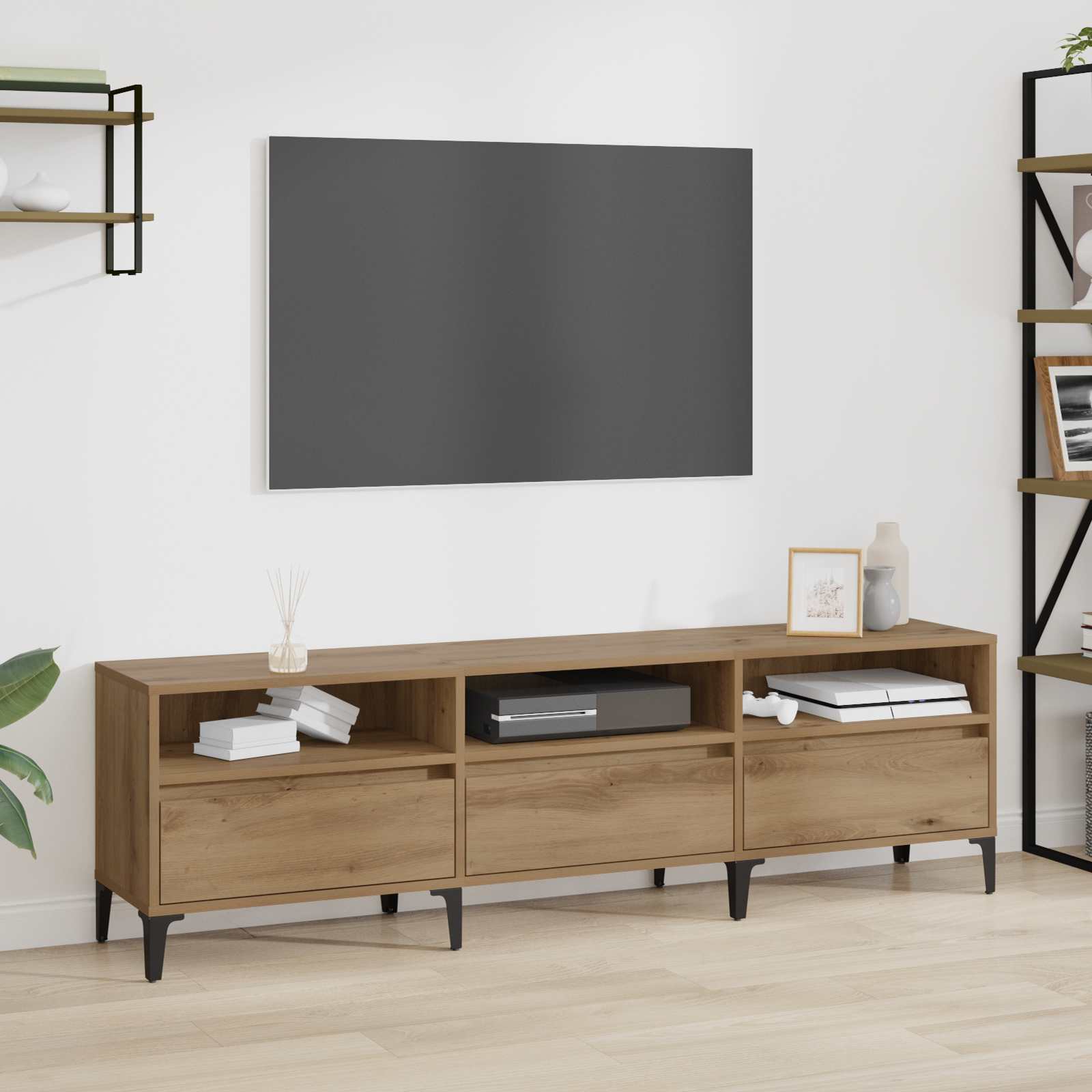 vidaXL TV-Schränk Artisan-Eiche 150 x 30 x 45 cm Verbundholz und Eisen
