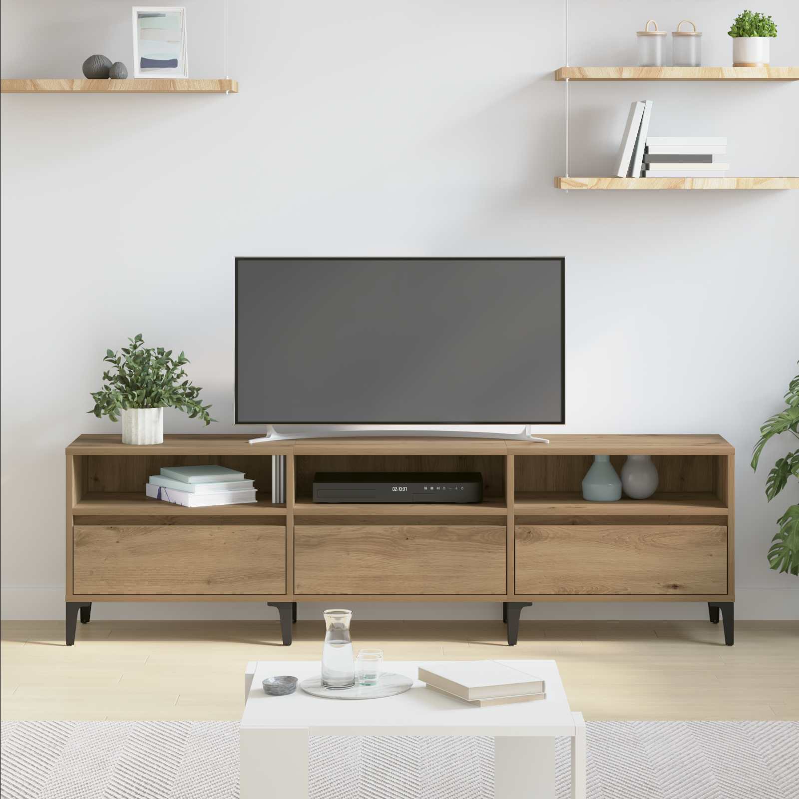 vidaXL TV-Schränk Artisan-Eiche 150 x 30 x 45 cm Verbundholz und Eisen