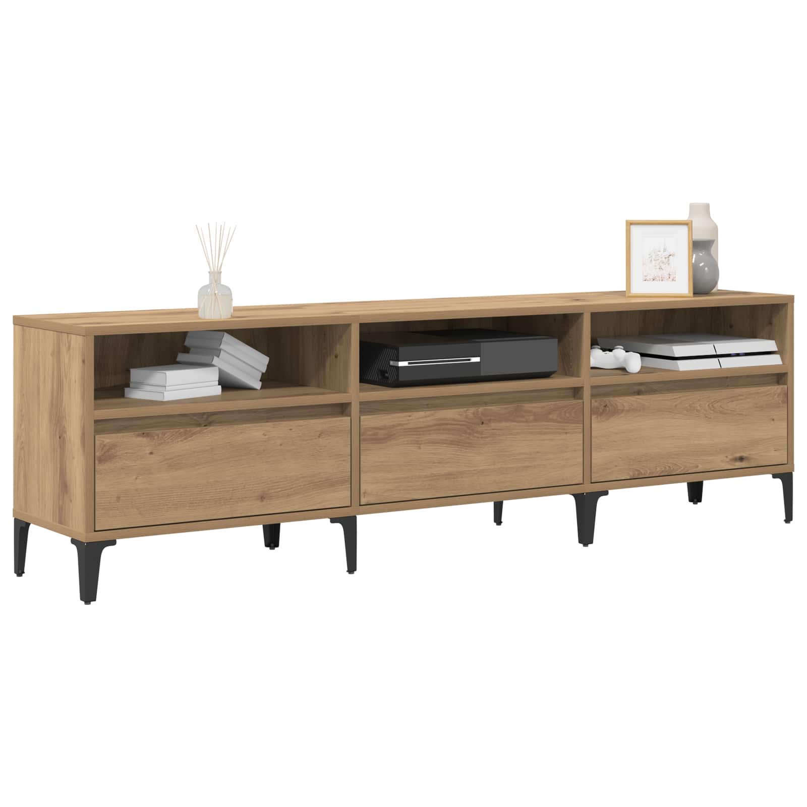 vidaXL TV-Schränk Artisan-Eiche 150 x 30 x 45 cm Verbundholz und Eisen