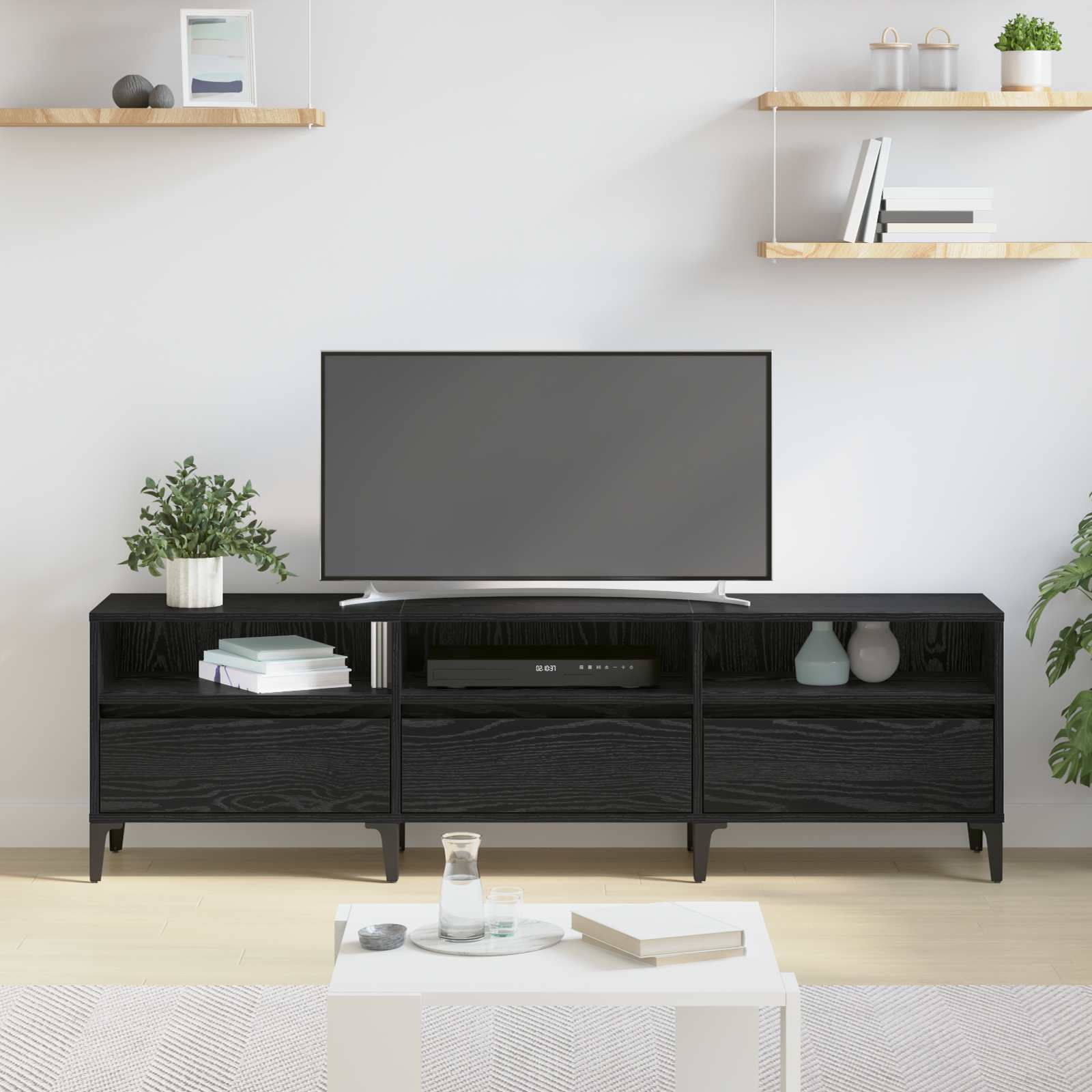 vidaXL TV-Schränk mit Schubladen Schwarz Eichen-Optik 150 x 30 x 45 cm