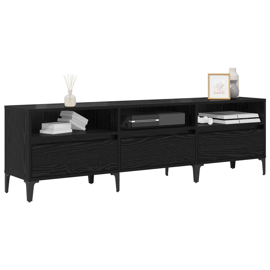 vidaXL TV-Schränk mit Schubladen Schwarz Eichen-Optik 150 x 30 x 45 cm
