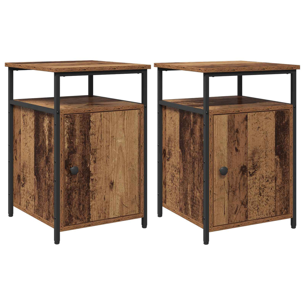 vidaXL Nachttisch mit Schubladen 2 pcs Altholz Holzwerkstoff