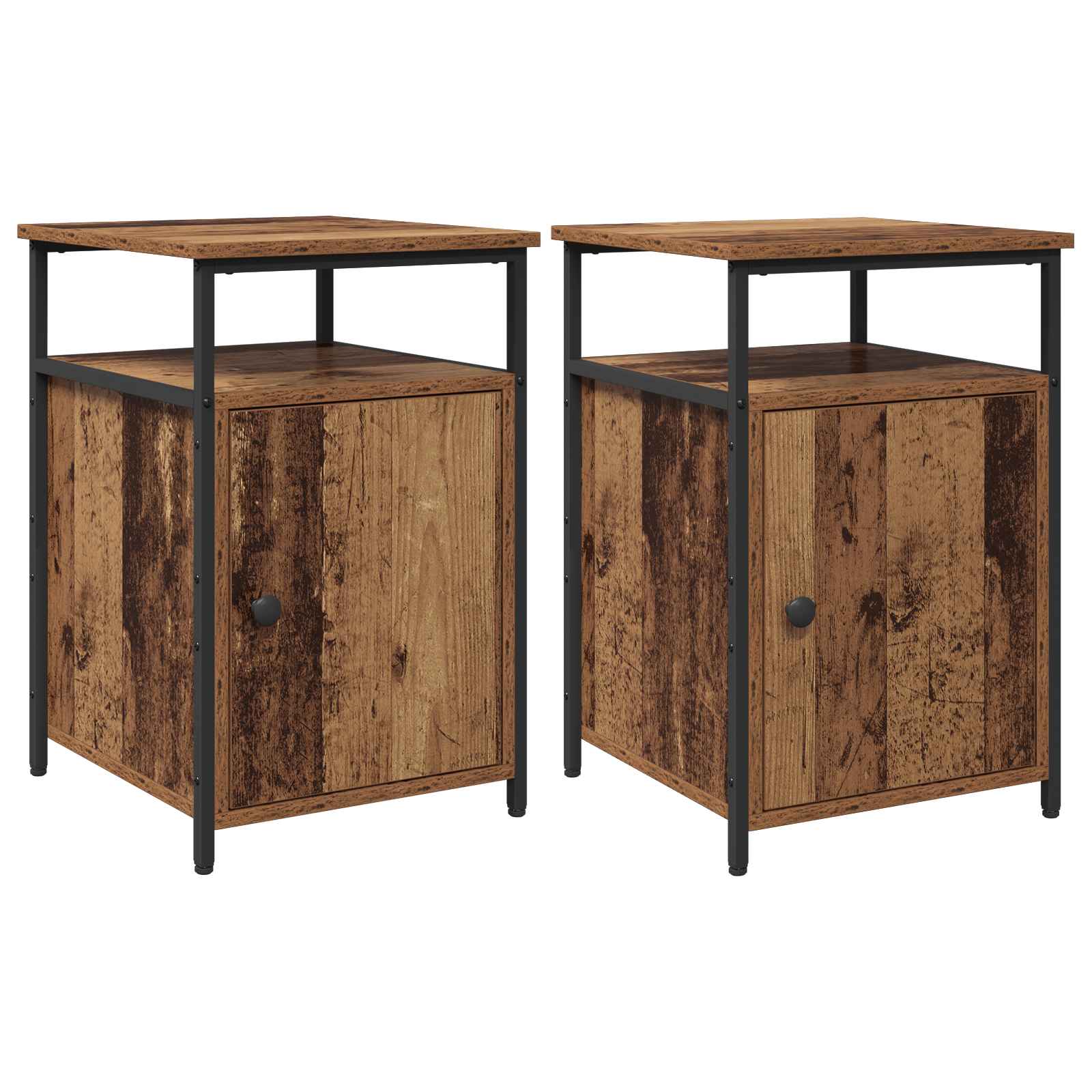 vidaXL Nachttisch mit Schubladen 2 pcs Altholz Holzwerkstoff