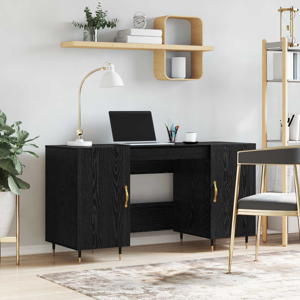 vidaXL Schreibtisch mit Regal Schwarz Eichen-Optik 140 x 50 x 75 cm