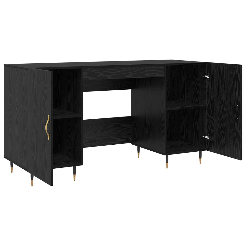 vidaXL Schreibtisch mit Regal Schwarz Eichen-Optik 140 x 50 x 75 cm