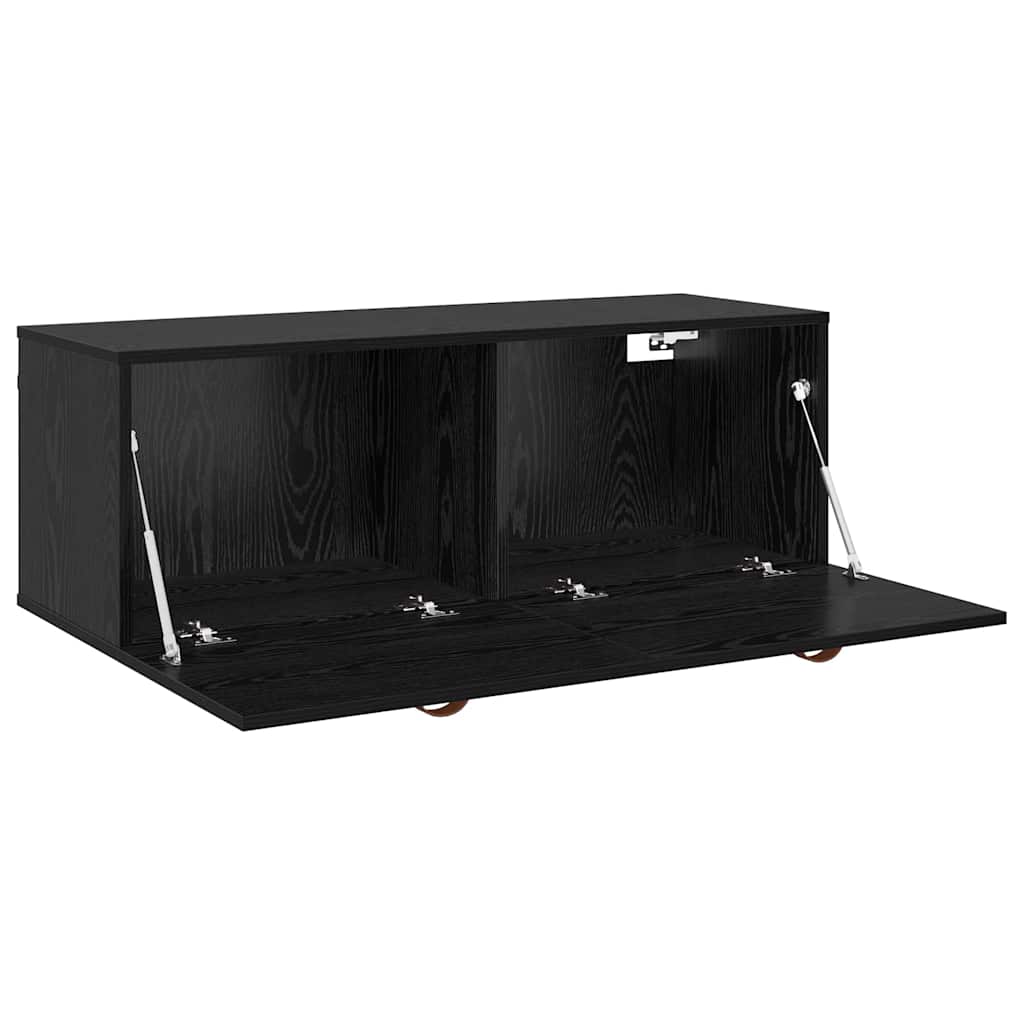 vidaXL Wandschrank Schwarz Eichen-Optik 100 x 36,5 x 35 cm