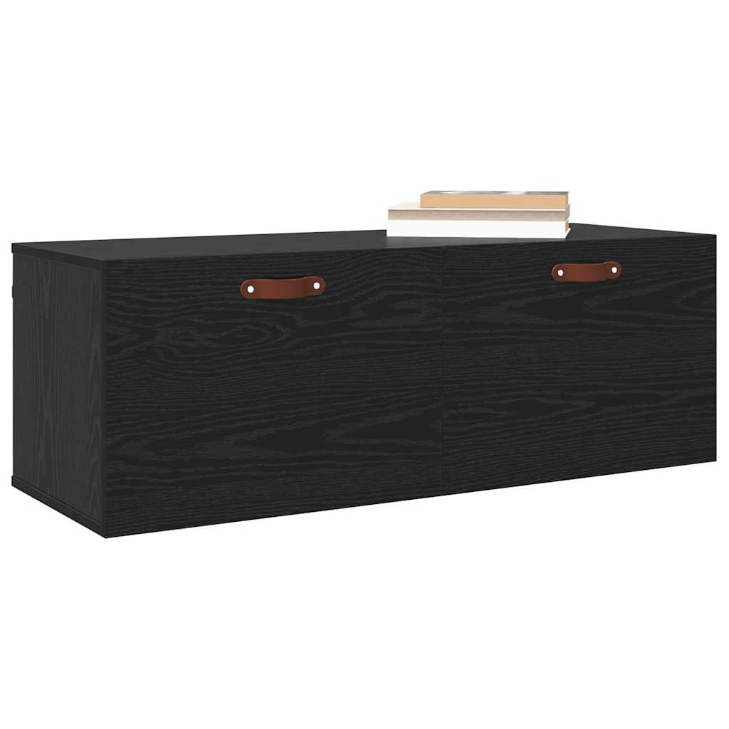 vidaXL Wandschrank Schwarz Eichen-Optik 100 x 36,5 x 35 cm