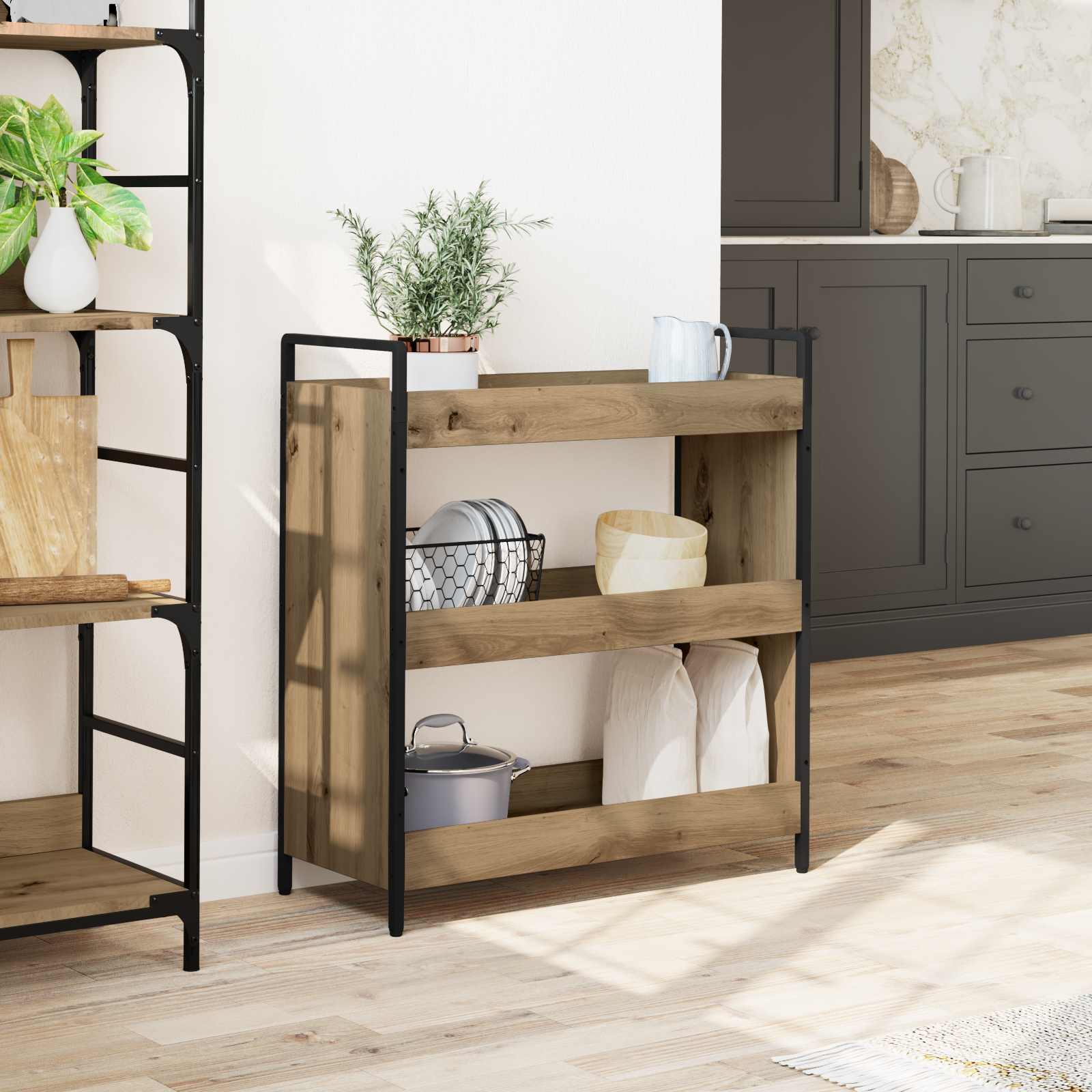 vidaXL Küchentrolley Artisan-Eiche 70 x 30 x 82 cm Holzwerkstoff