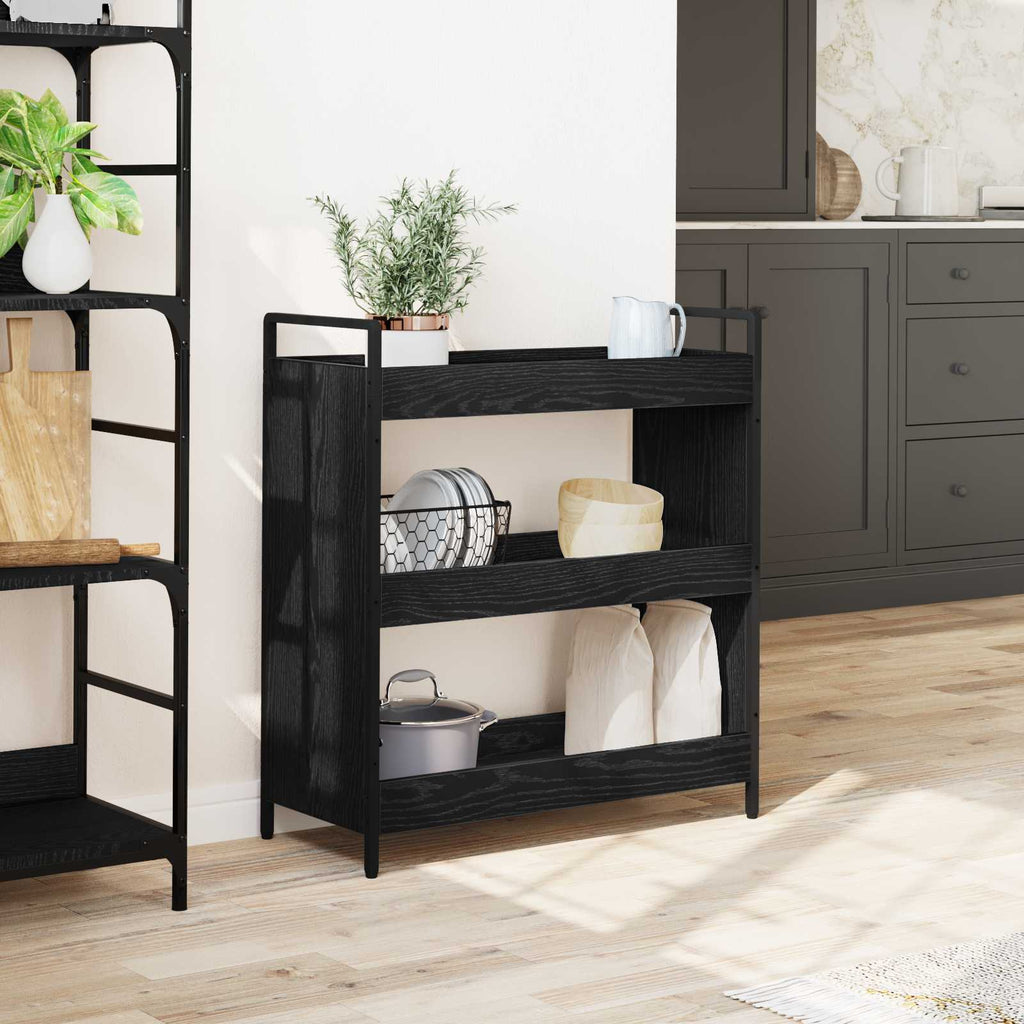 vidaXL Küchentrolley Schwarz Eichen-Optik 70 x 30 x 82 cm