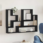 vidaXL Wandregal Wandmontiert Schwarz Eichen-Optik 96 x 12 x 64 cm