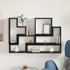 vidaXL Wandregal Wandmontiert Schwarz Eichen-Optik 96 x 12 x 64 cm