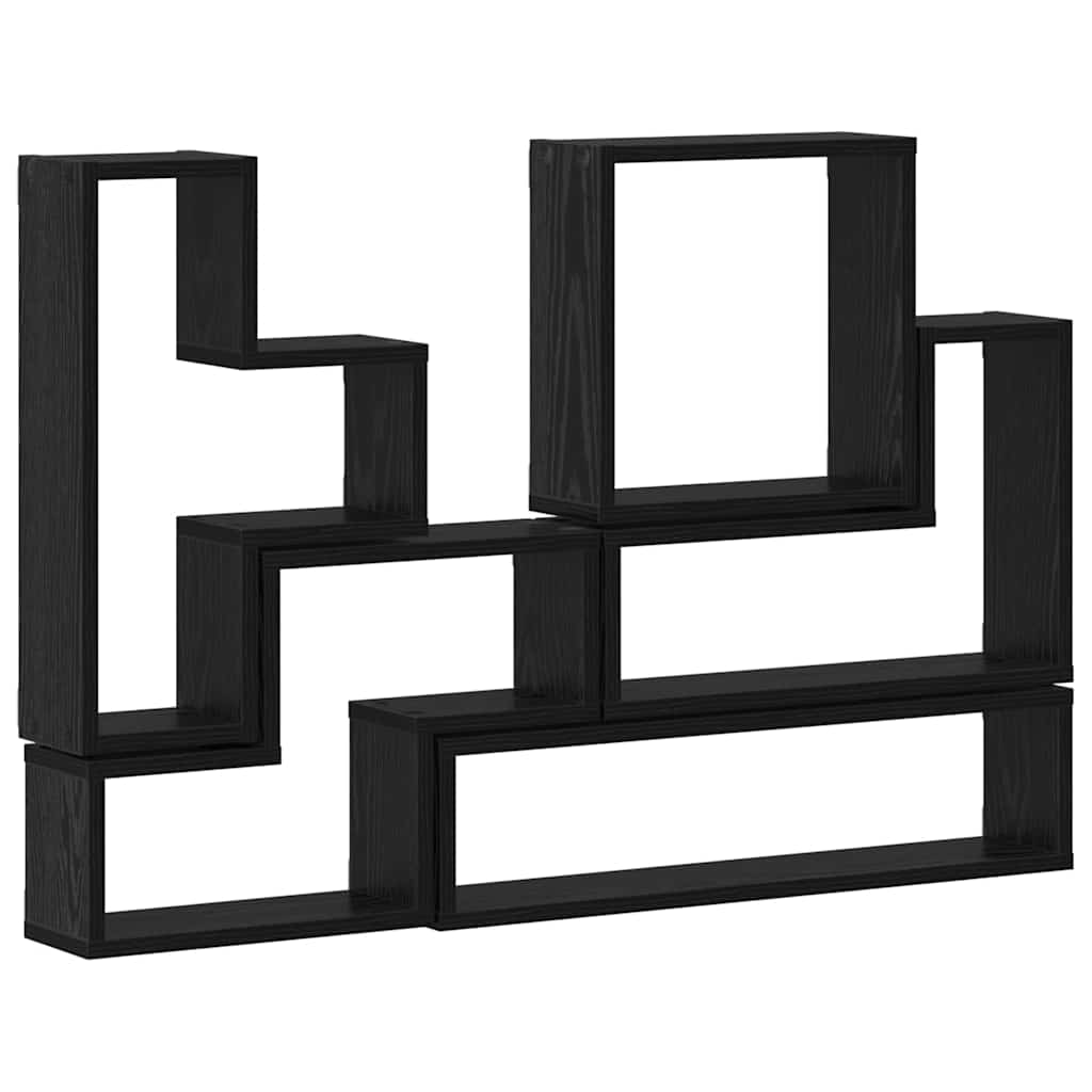 vidaXL Wandregal Wandmontiert Schwarz Eichen-Optik 96 x 12 x 64 cm