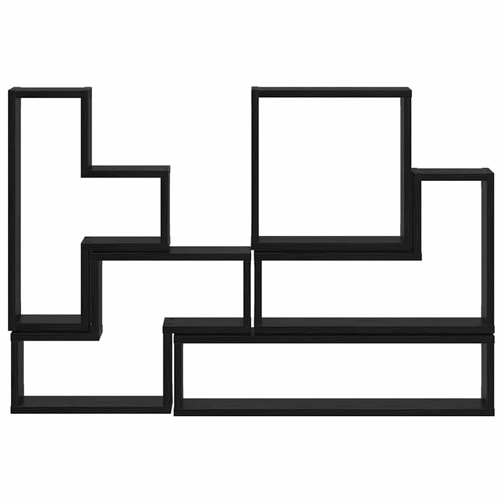 vidaXL Wandregal Wandmontiert Schwarz Eichen-Optik 96 x 12 x 64 cm