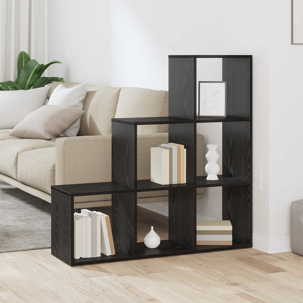 vidaXL Raumteiler Bücherregal Schwarz Eichen-Optik 99 x 29 x 99 cm