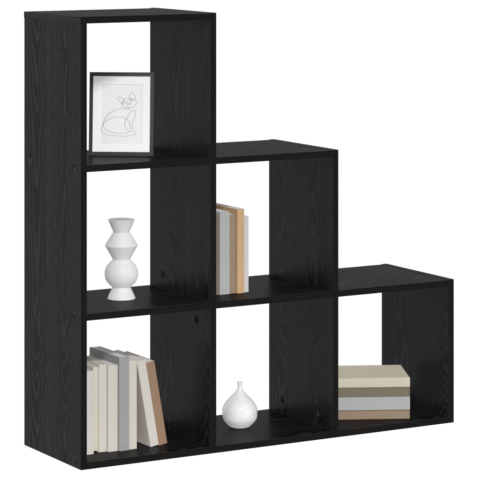 vidaXL Raumteiler Bücherregal Schwarz Eichen-Optik 99 x 29 x 99 cm