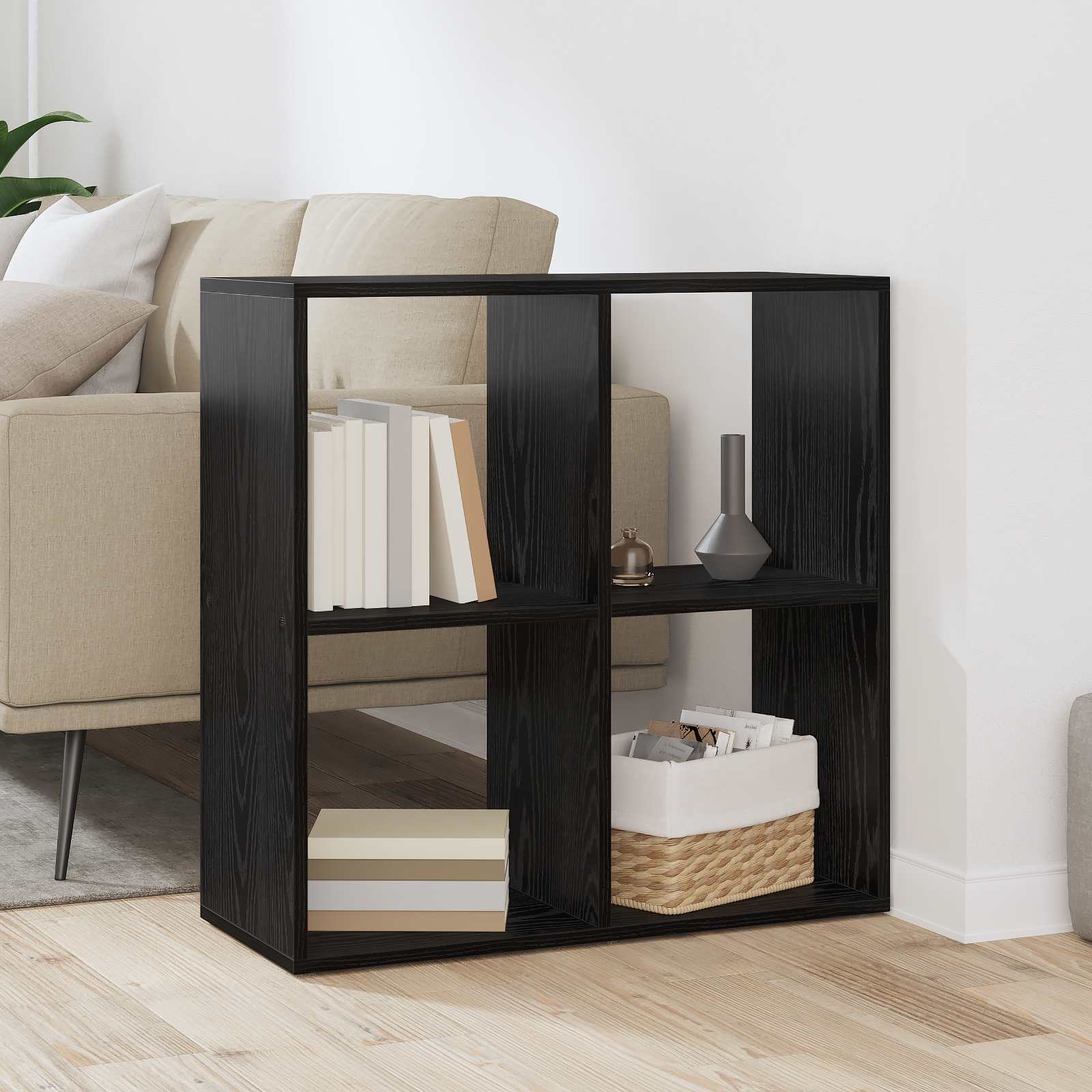 vidaXL Bücherregal Schwarz Eichen-Optik 69,5 x 29 x 69,5 cm