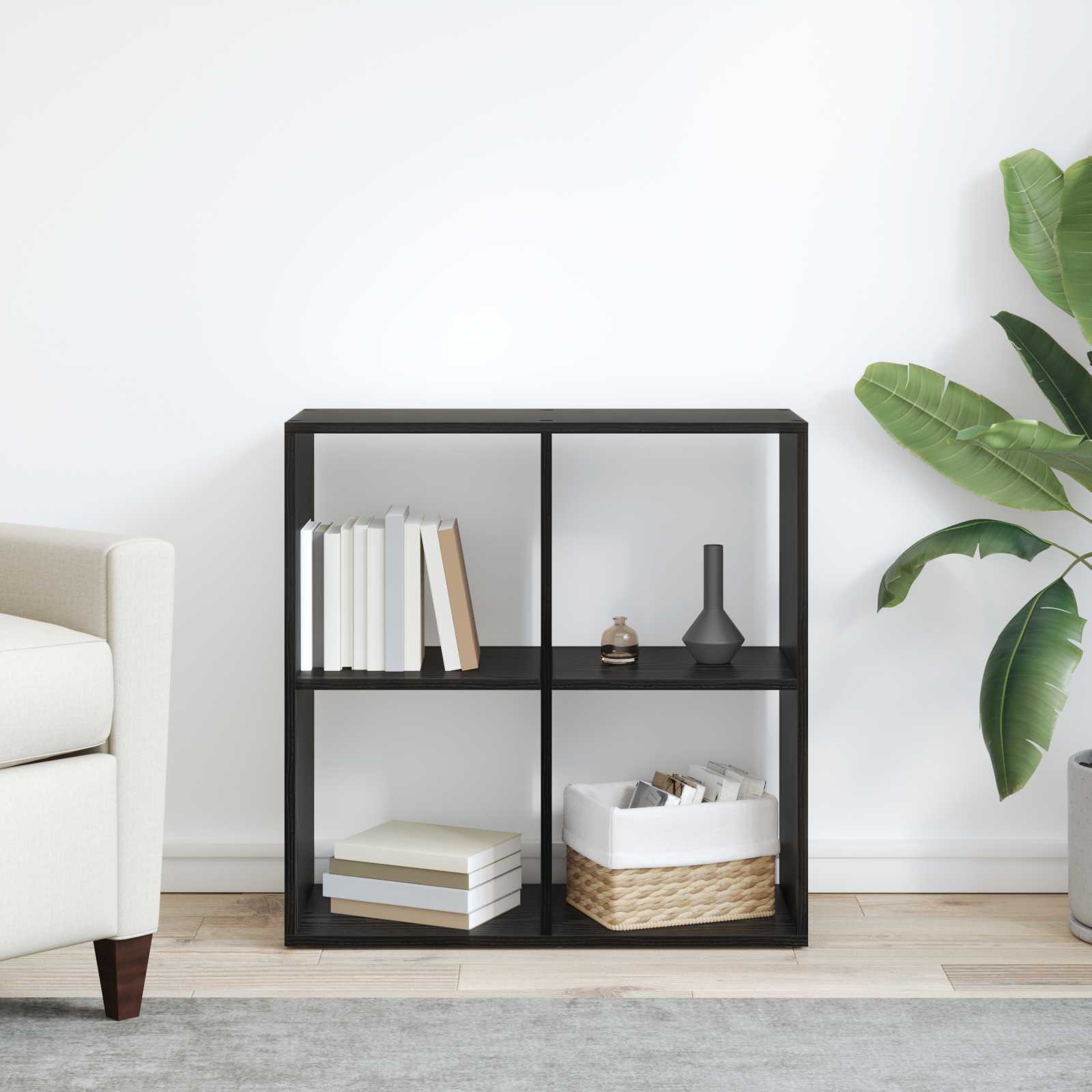 vidaXL Bücherregal Schwarz Eichen-Optik 69,5 x 29 x 69,5 cm
